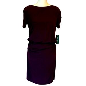 NWT Lauren Ralph Lauren Shirred knit dress, raisin, 6, figure flattering‎